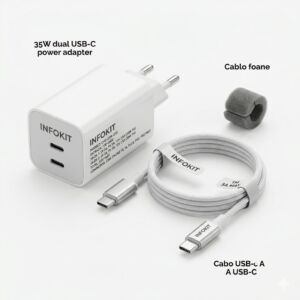 Carregador Turbo 20W USB-C para iPhone Linha 15 e 16