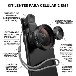 Lentes para Celular Super Macro 12.5x + Wide Angle 0.45x