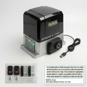 Kit Motor de Portão Eletrônico Rossi Atto V2 36 Turbo - 127V