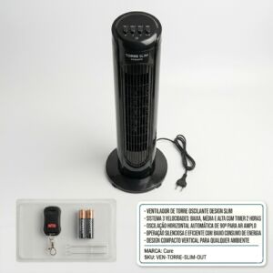 Ventilador de Torre Oscilante - Design Slim e Silencioso