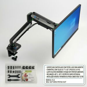 Suporte de Secretária Multiarticulado com Pistão a Gás para Monitores de 17" a 35"